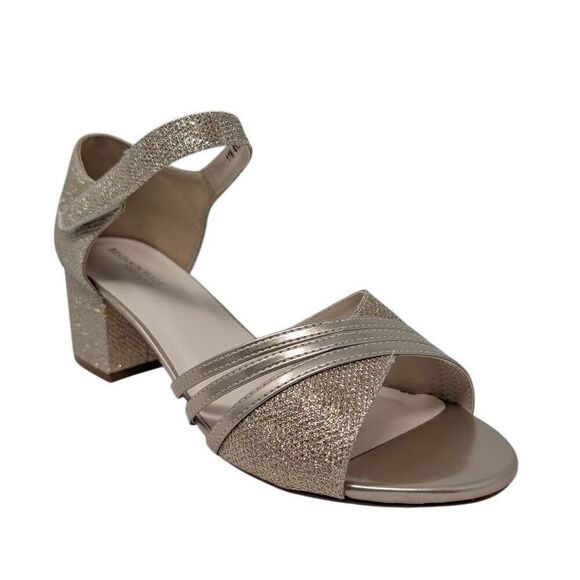 Dyables 11W Champagne Touch Ups Women's Foster Heeled Sandal Gold Sparkly NIB - Picture 2 of 10